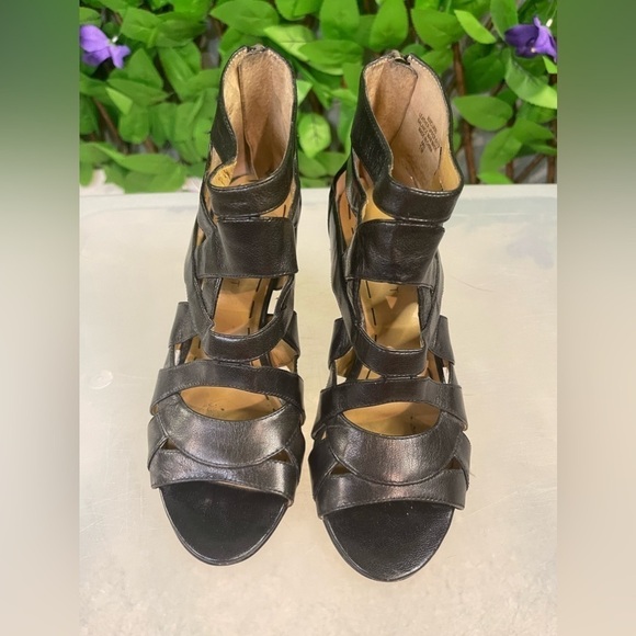 Nine West Black NWCurri Leather Healed Ankle Sandals Womens Size 5M Zip … - Picture 4 of 14
